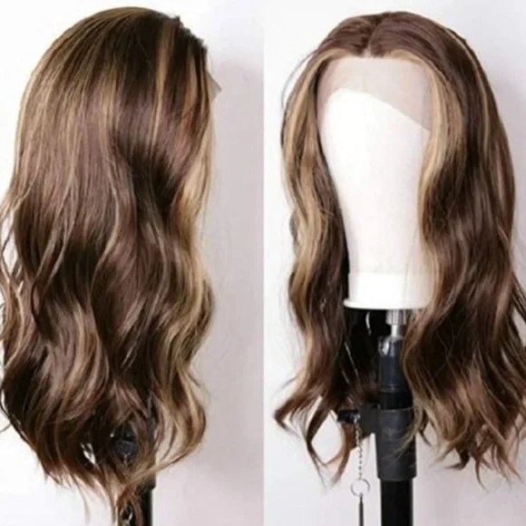 - 22 Blonde Brown Ombre Lace Front Long Wavy Wig *NEW*